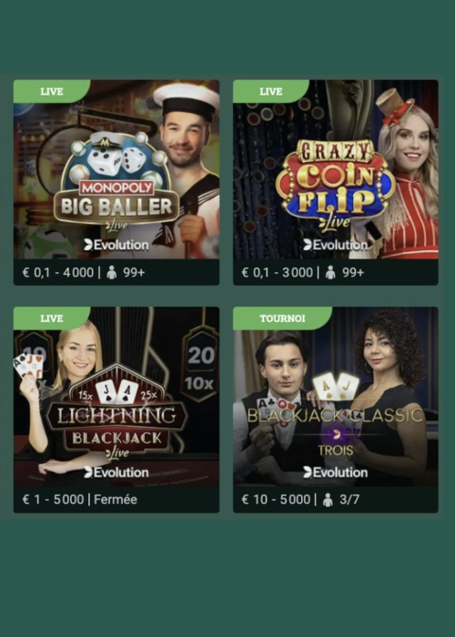 Interface d'inscription rapide des joueurs Cresus Casino